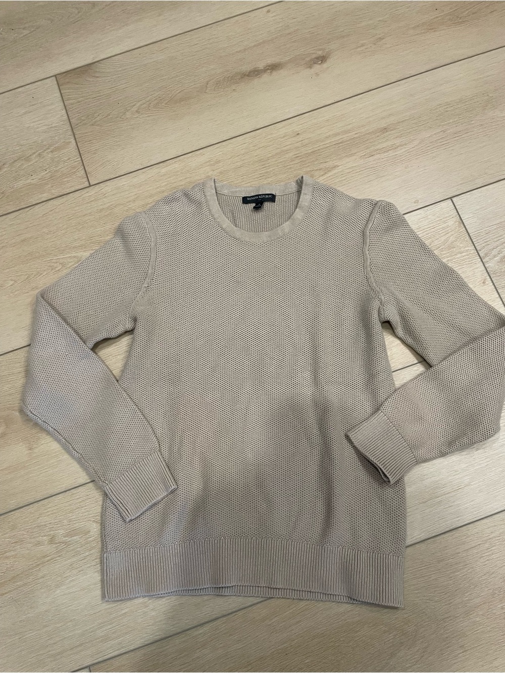 Woman’s  Crewneck Textured Sweater in Light Beige